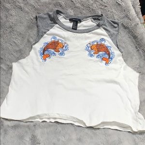 Forever 21 Koi Fish embroidered tank top
